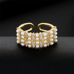Load image into Gallery viewer, Ava Pearl Zircon 18 k Gold Plated Adjustable Ring