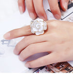 Load image into Gallery viewer, White Rose Gold Plated Adjustable Ring