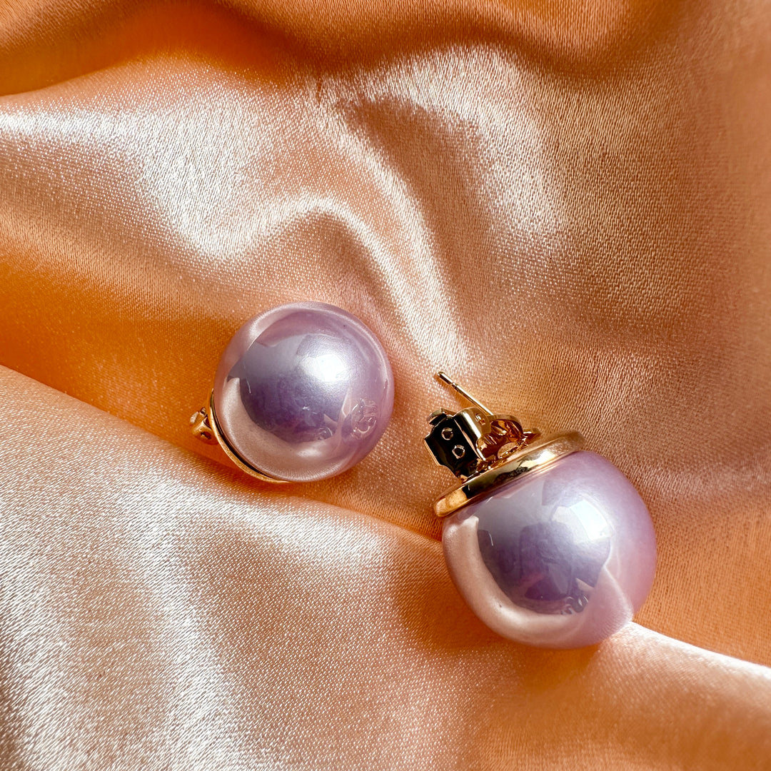 20 mm Lavender Luxury Pearl Ball Earrings (Small Size)