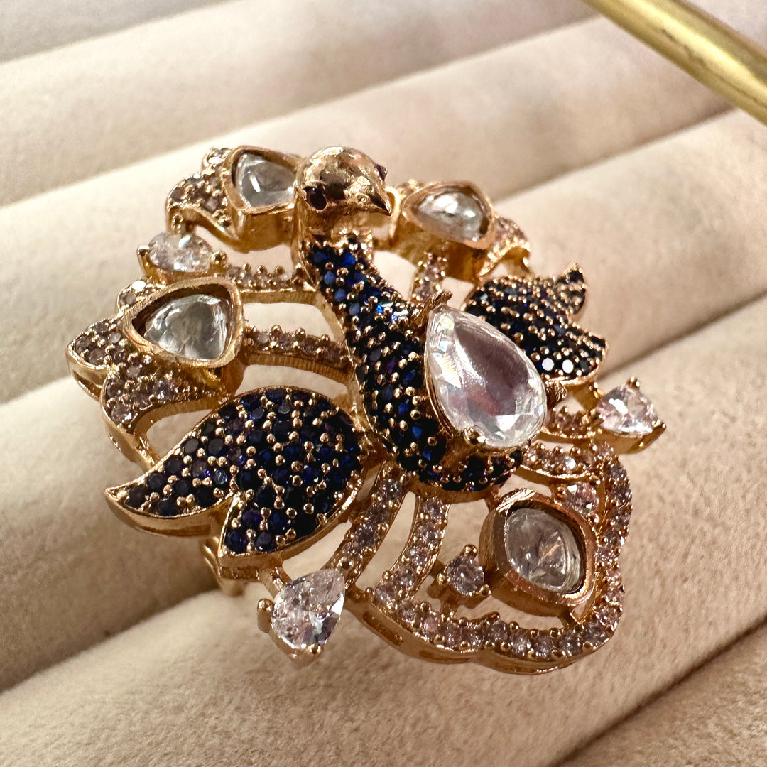 Ava Blue Peacock Adjustable Ring