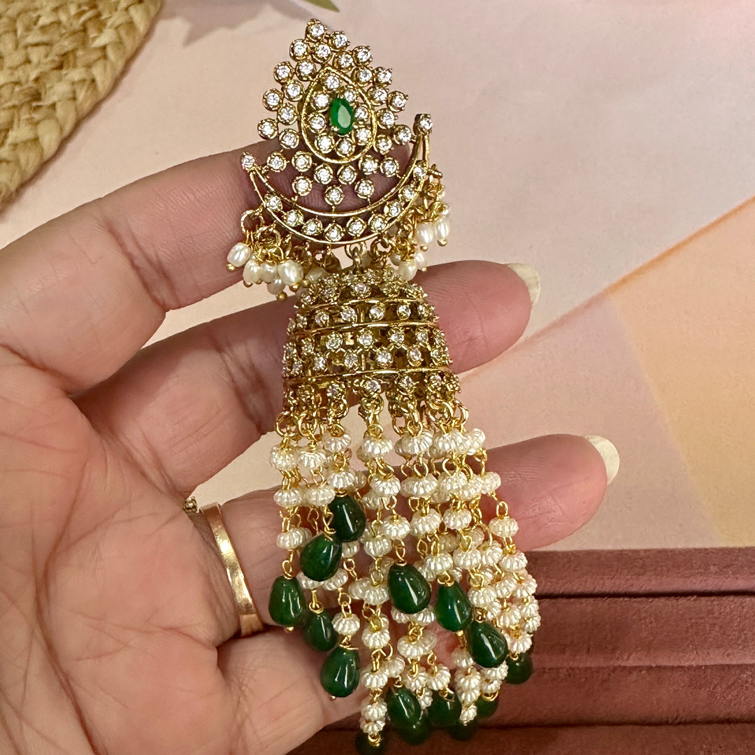 Smayra Gold Emerald Ad Earrings