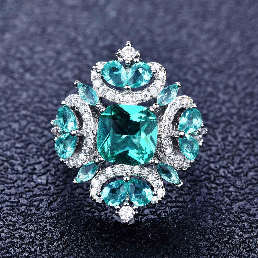 Eva Natural Paraiba Diamond Imitation Adjustable Ring
