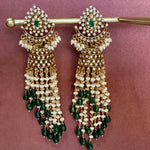 Load image into Gallery viewer, Smayra Gold Emerald Ad Earrings