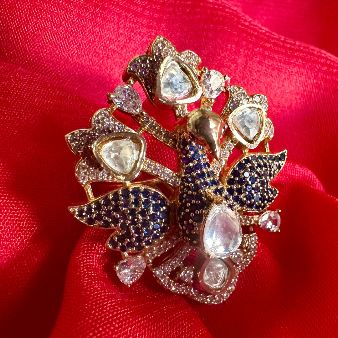 Ava Blue Peacock Adjustable Ring