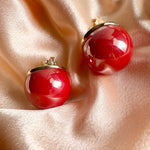 Load image into Gallery viewer, Red Luxury Pearl Ball Earrings