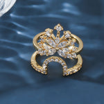 Load image into Gallery viewer, Ishh 18k Gold Plated Crystal Zircon Adjustable Nail Ring