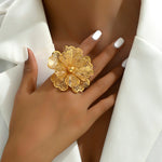 Load image into Gallery viewer, Bold Elegance Big Gold Plated Adjustable Statement Ring