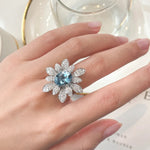 Load image into Gallery viewer, Raha Floral Zircon Adjustable Ring
