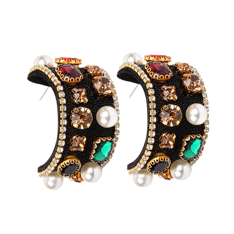 Aish Black Stone Studded Earring