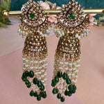Load image into Gallery viewer, Smayra Gold Emerald Ad Earrings