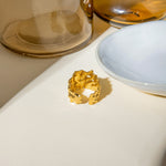 Load image into Gallery viewer, Iki Hammered Waterproof Gold Plated Open Ring
