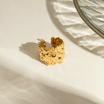 Load image into Gallery viewer, Iki Hammered Waterproof Gold Plated Open Ring