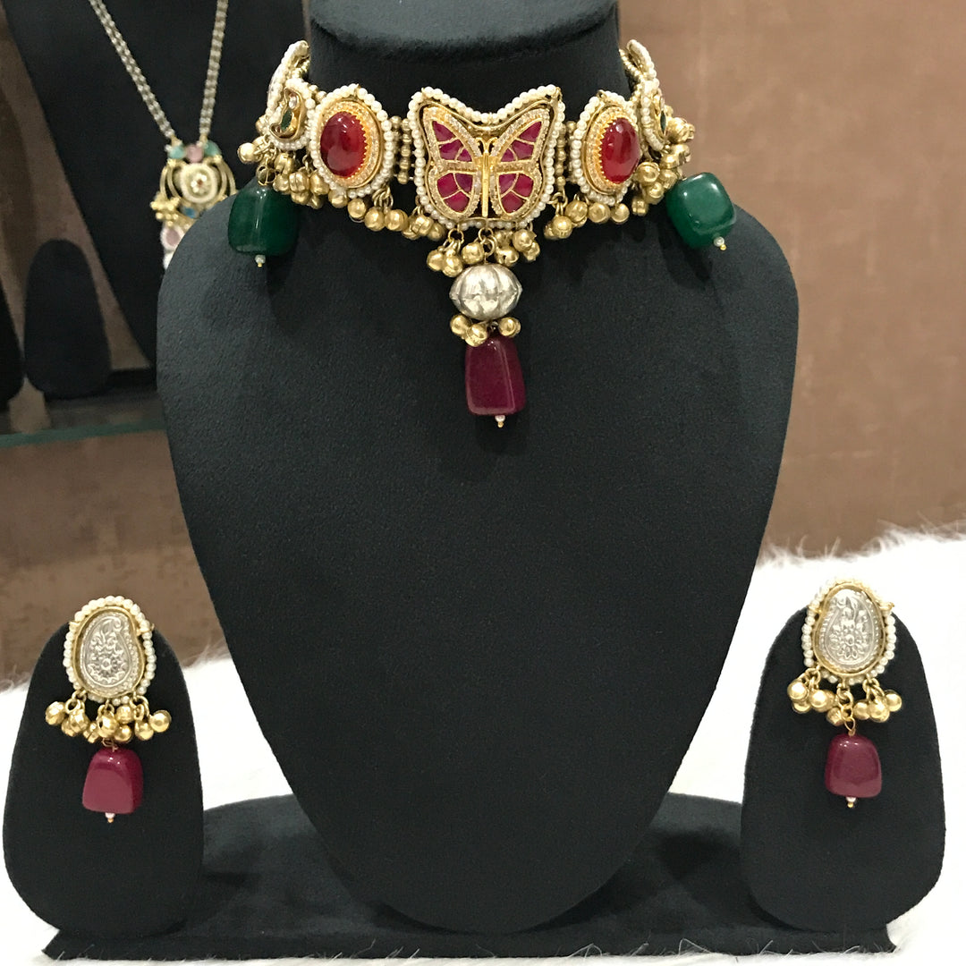 Janvi Red Fusion Necklace Set