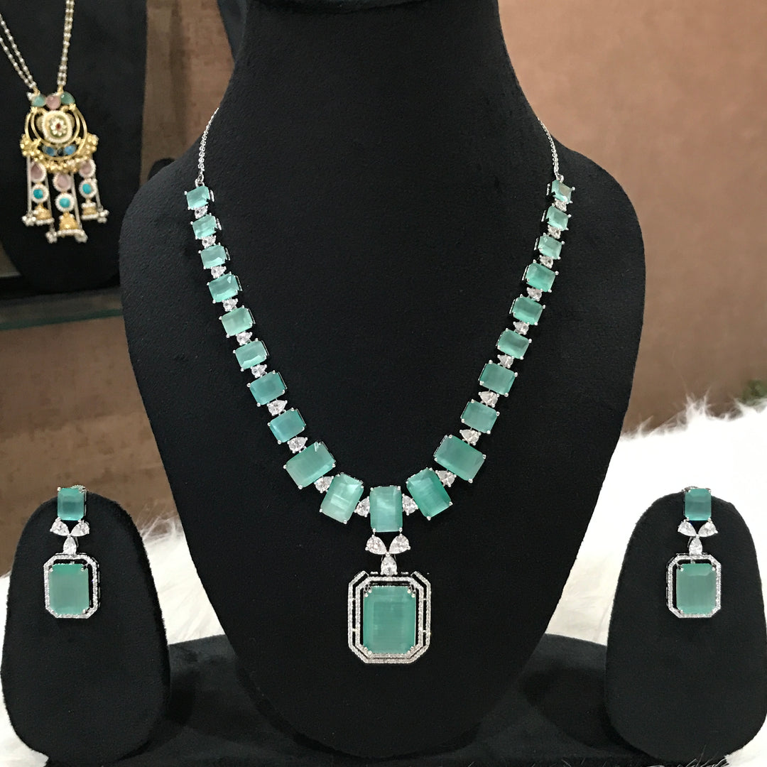 Nora Mint Green Ad Jewellery Set