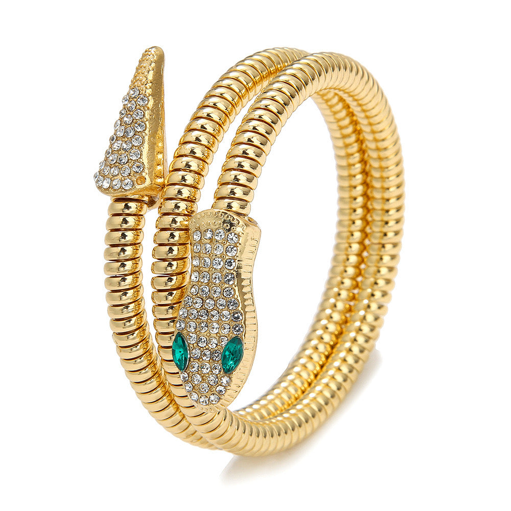 Jade Snake Zircon Necklace Bracelet Combo