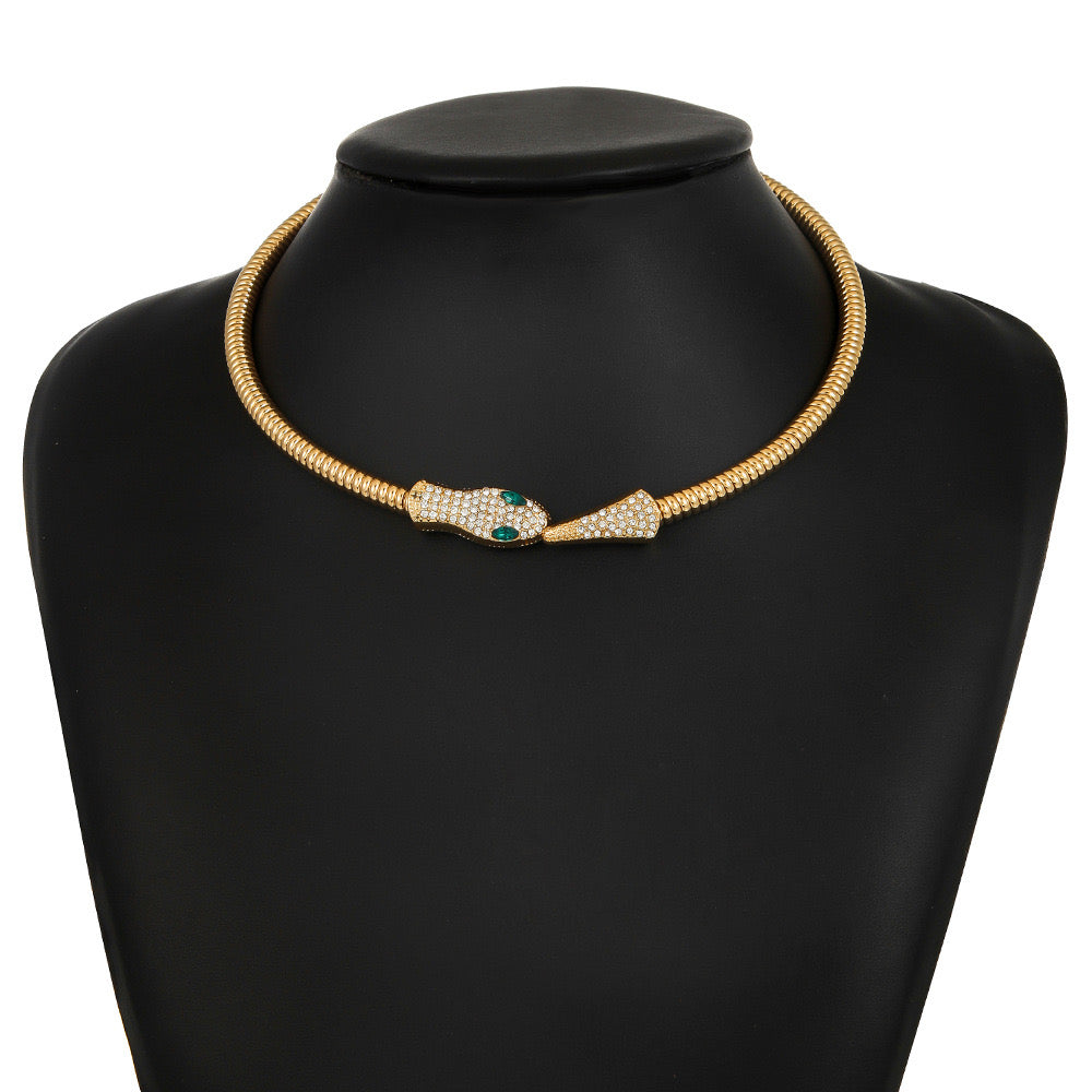 Jade Snake Zircon Necklace Bracelet Combo