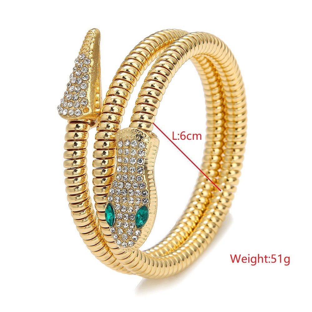 Jade Snake Zircon Necklace Bracelet Combo