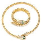 Load image into Gallery viewer, Jade Snake Zircon Necklace Bracelet Combo