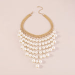 Load image into Gallery viewer, Olivia Gold Pearl Statement Necklace