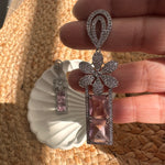Load image into Gallery viewer, Jiya Pink Glass Stone Earrings
