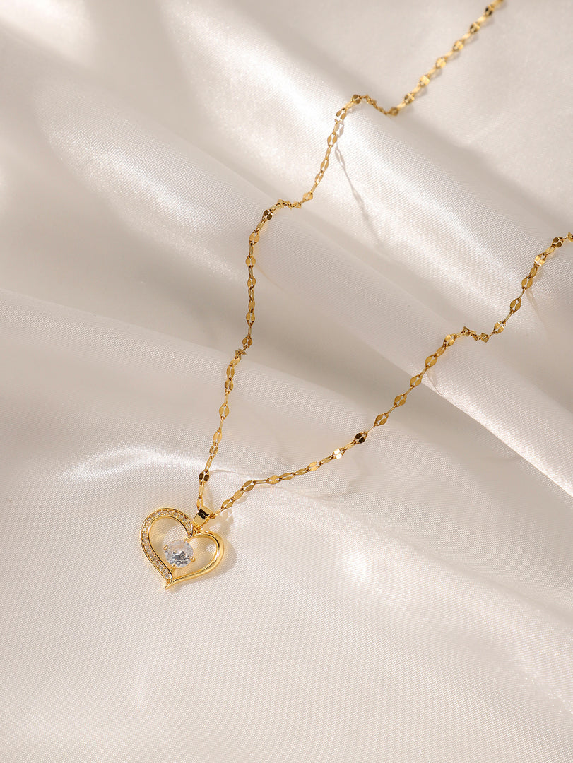 Dior Heart Shape Waterproof 18k Gold Plated Zircon Chain