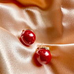 Load image into Gallery viewer, 20 mm Red Luxury Pearl Ball Earrings (Small Size)
