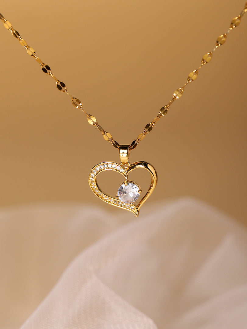 Dior Heart Shape Waterproof 18k Gold Plated Zircon Chain