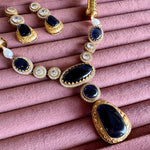 Load image into Gallery viewer, Aaliya Antique Navy Kundan Hasli Set
