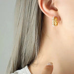 Load image into Gallery viewer, Gold pearl Waterproof Earrings
