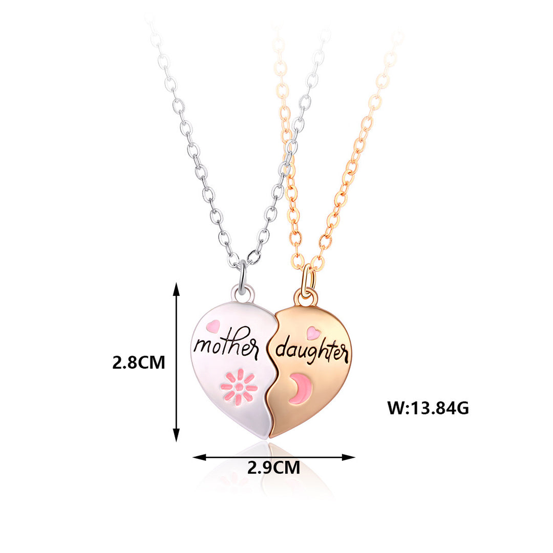 Mom Heart Shape Zircon Pendant Chain