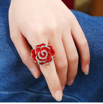 Load image into Gallery viewer, Red Rose Gold Plated Adjustable Ring
