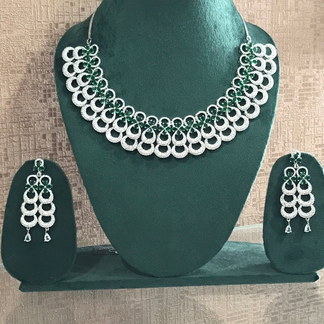 Ahana Green Statement Ad Jewellery Set