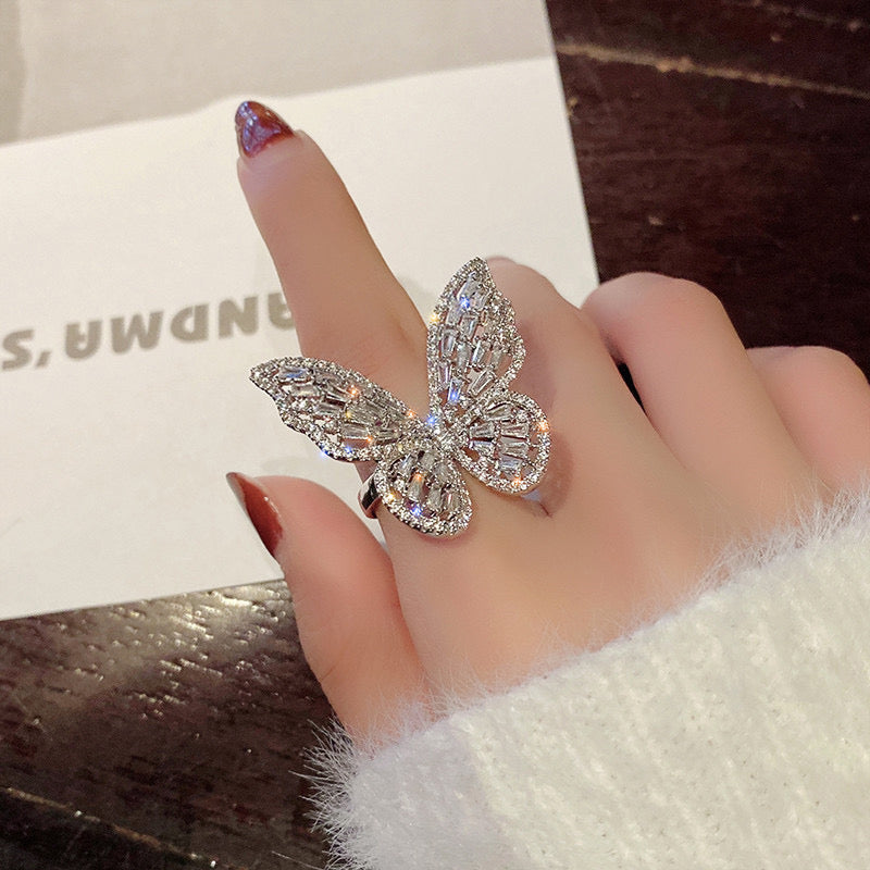 Classic Butterfly Zircon Adjustable Ring