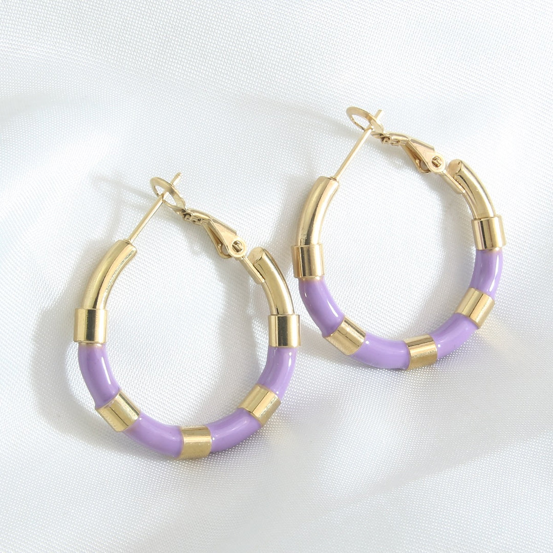 Gia Geometric Waterproof Purple Earrings