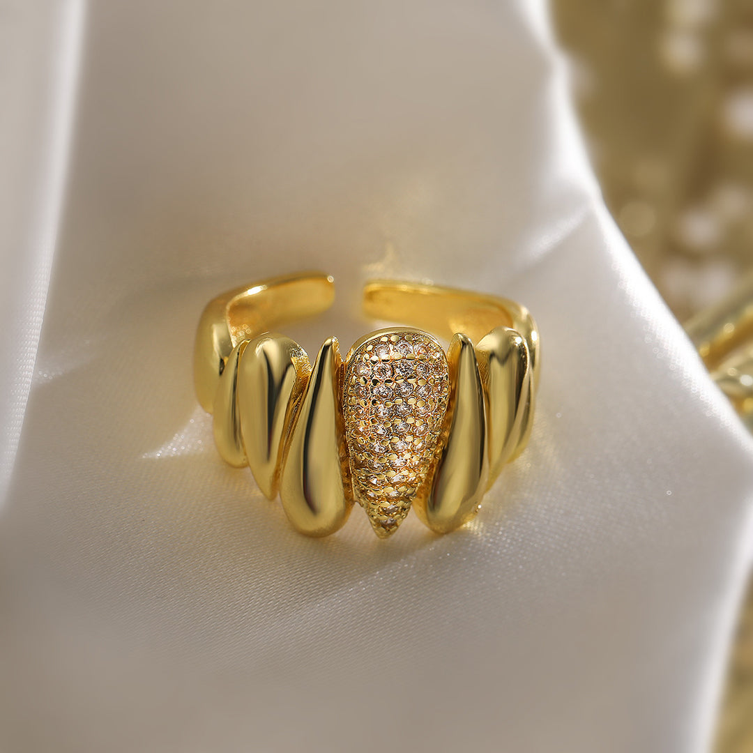 Inaaya Retro 18k Gold Plated Open Ring