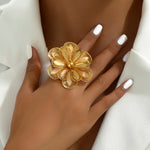 Load image into Gallery viewer, Glam Big Gold Plated Adjustable Statement Ring
