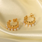 Load image into Gallery viewer, Gold pearl Waterproof Earrings
