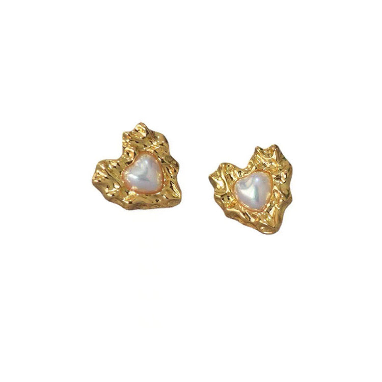 Diana heart Vintage 18k Gold Plated Stud Earrings