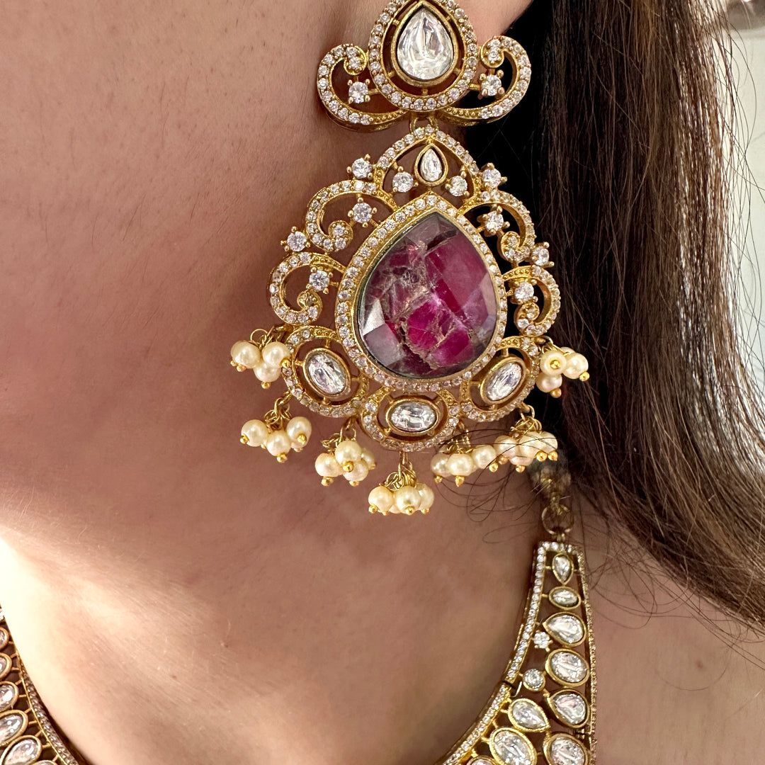 Jahanara Royal Mossionite Kundan Set