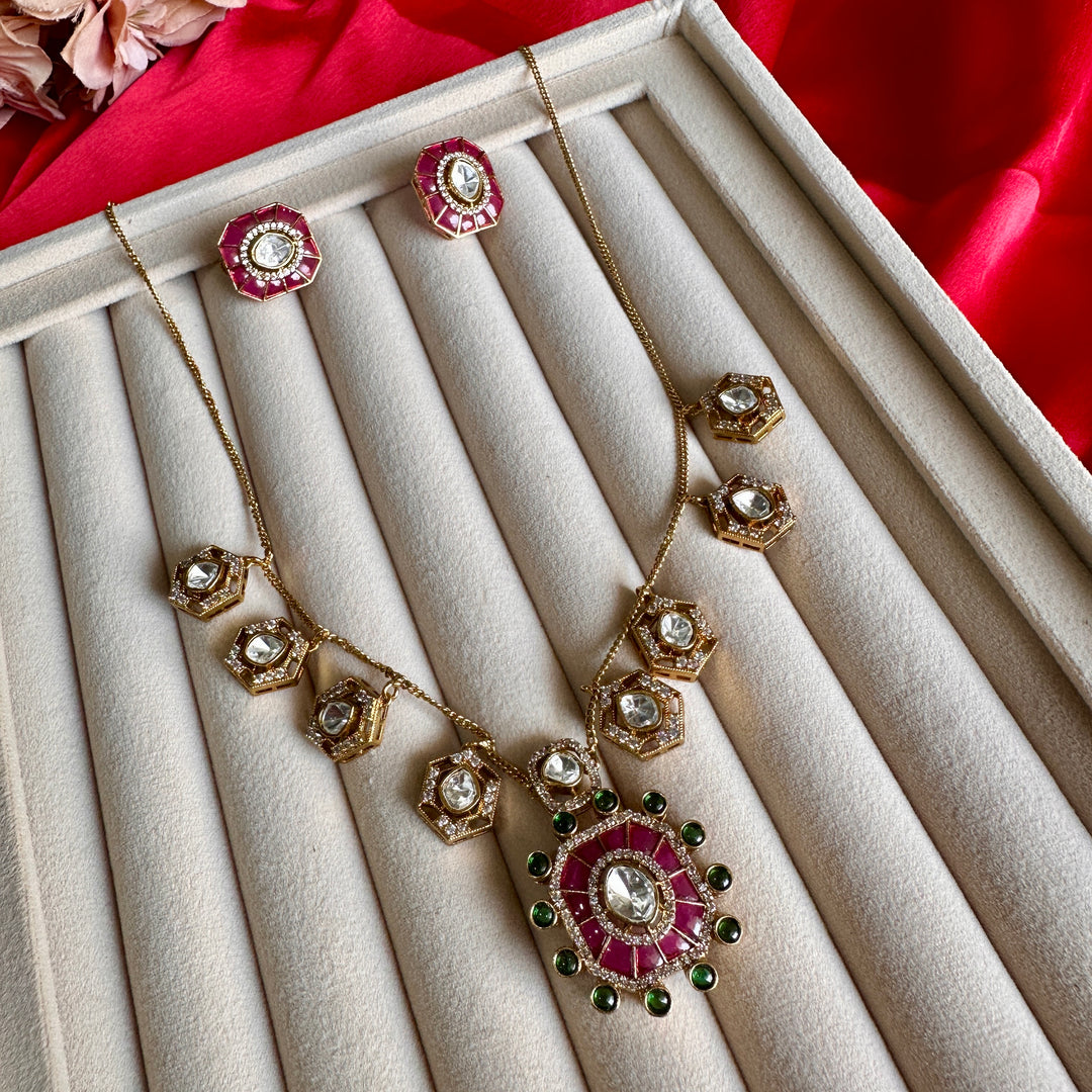 Aarya Classy Mossionite kundan Charms Set