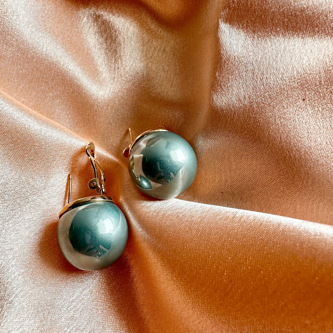 20 mm Mint Luxury Pearl Ball Earrings (Small Size)