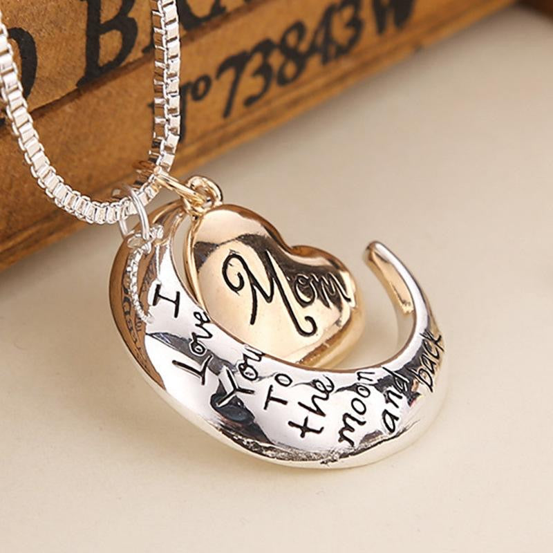 Love You Mom Heart Shape Pendant Chain