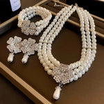 Load image into Gallery viewer, Aarya Gold Plated Multi Layer Pearl jewellery Set
