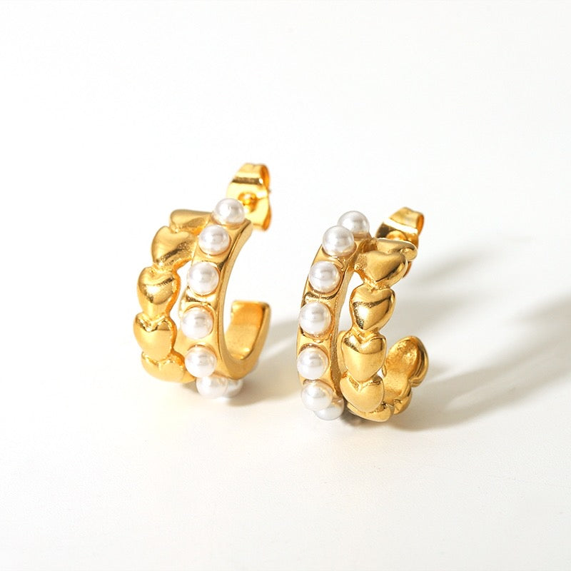 Gold pearl Waterproof Earrings