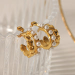 Load image into Gallery viewer, Gold pearl Waterproof Earrings
