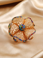 Load image into Gallery viewer, Multi Zircon Luxe Big Gold Plated Adjustable Statement Ring
