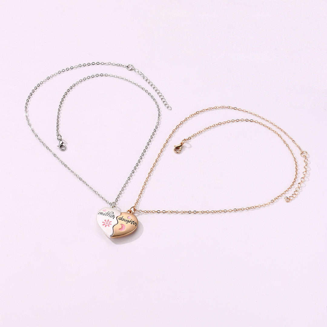 Mom Heart Shape Zircon Pendant Chain