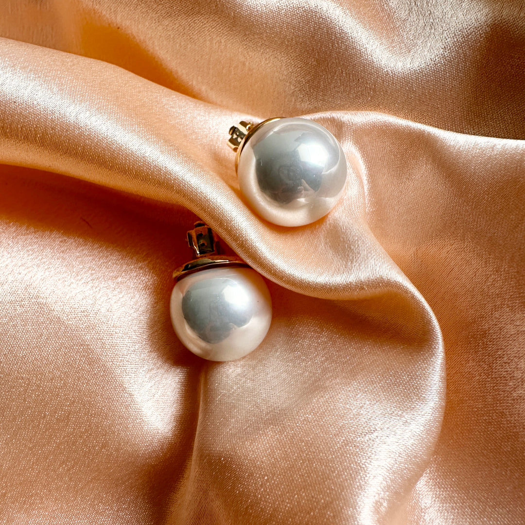 20 mm White Luxury Pearl Ball Earrings (Small Size)