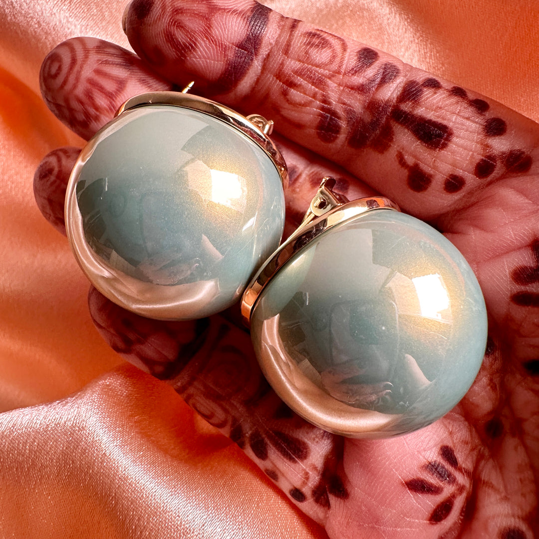 Mint Luxury Pearl Ball Earrings