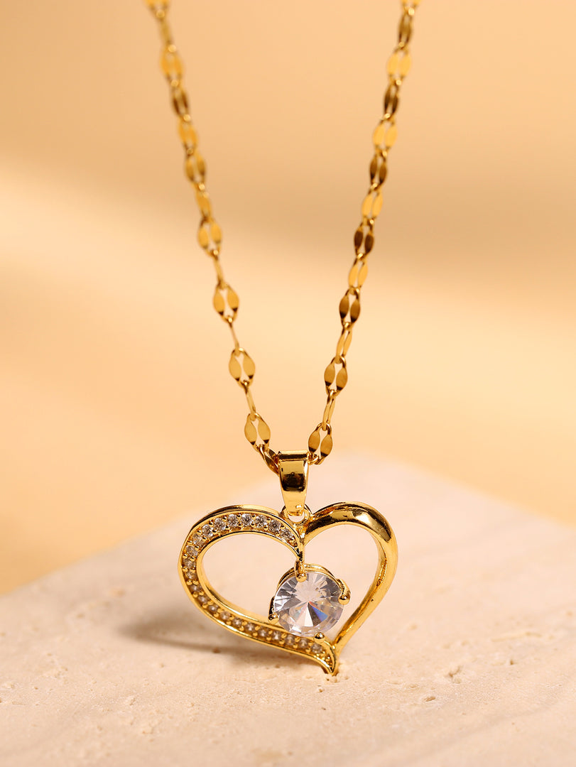 Dior Heart Shape Waterproof 18k Gold Plated Zircon Chain